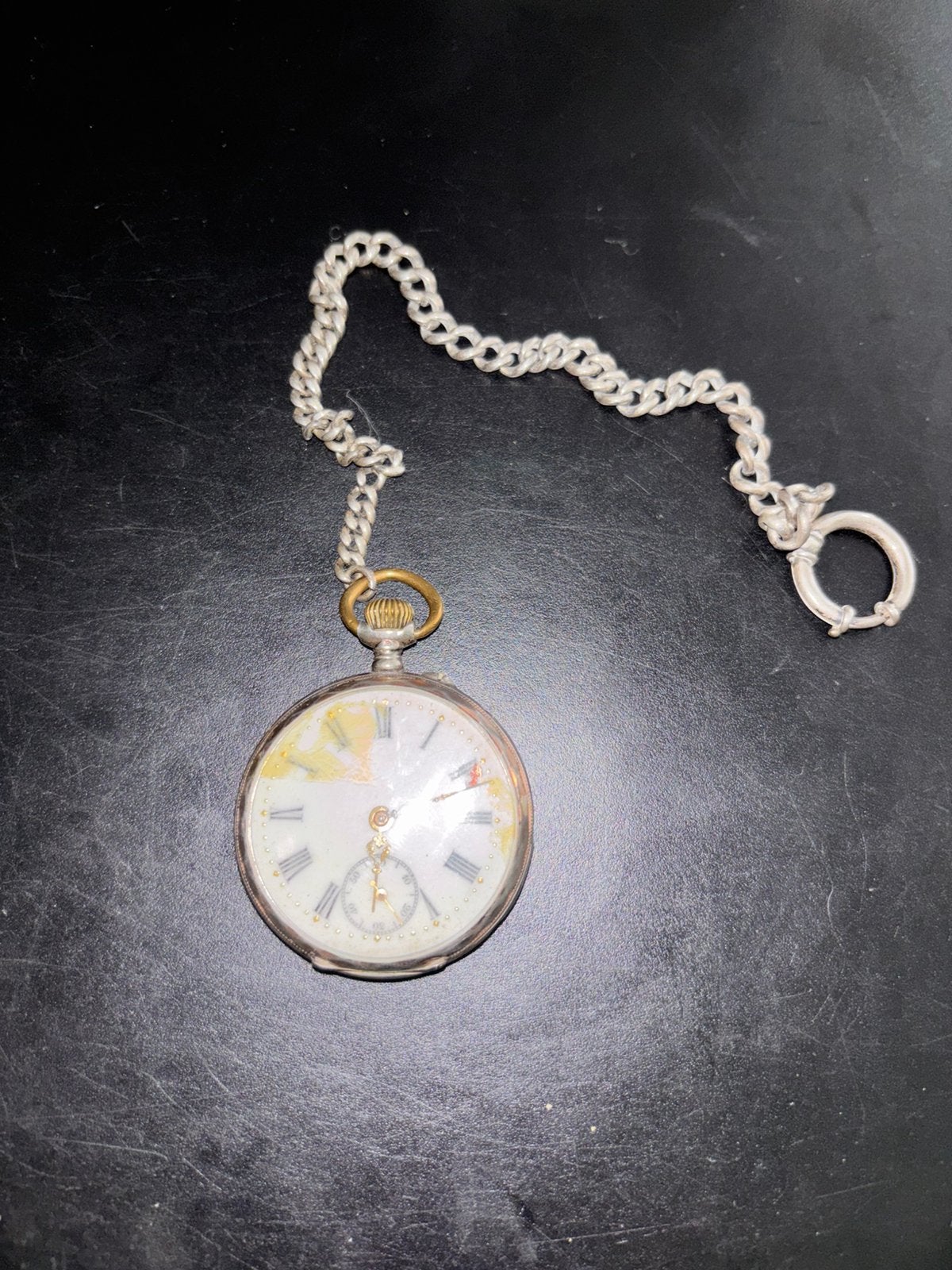 Oud Zilver Zakhorloge 0.800 Remontoir 1910, Antieke Ketting, Ophalen, Zilver, Overige merken