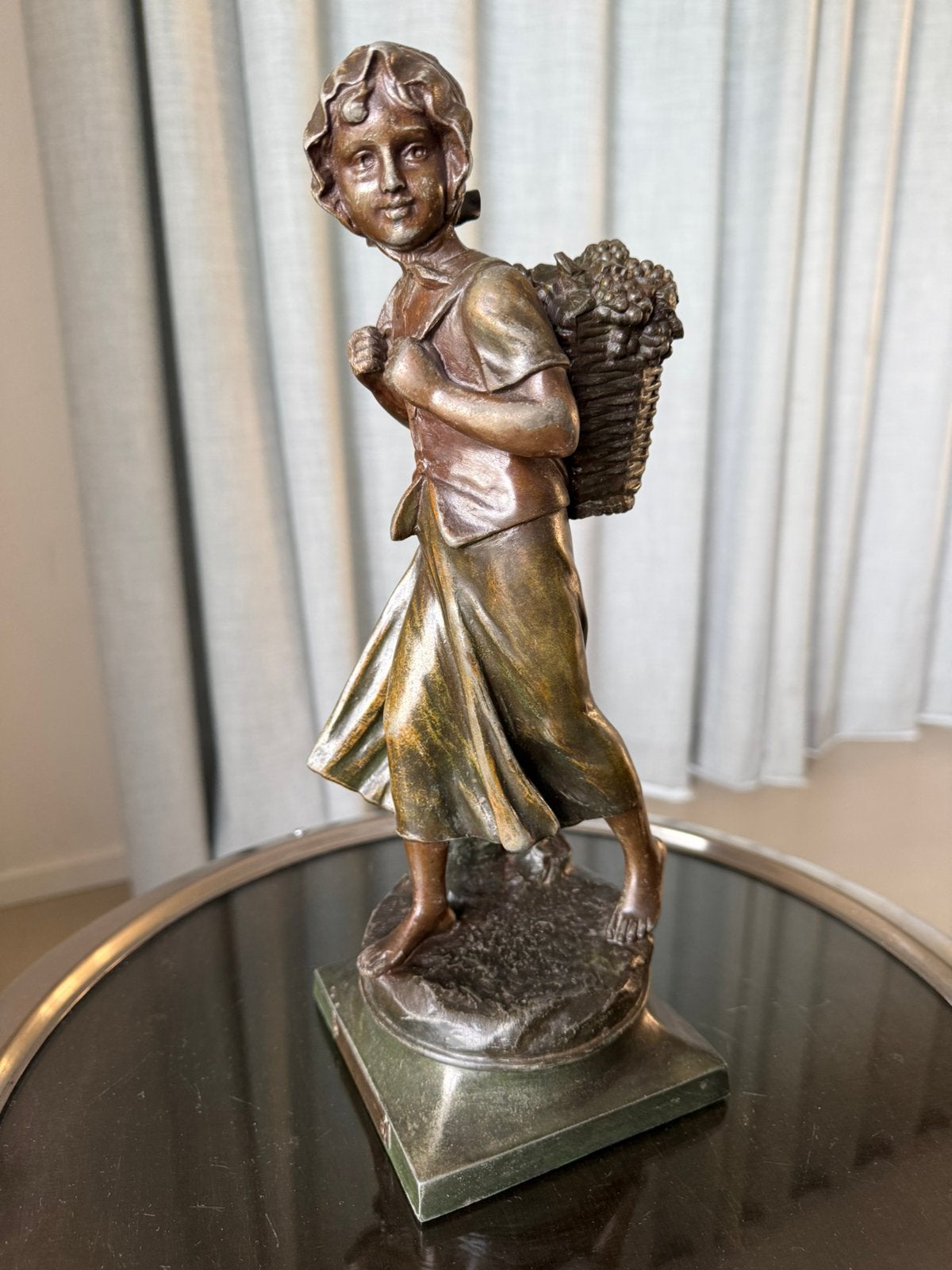 Le Retour des Vendanges | Aristide de Ranieri, Art nouveau, Ophalen of Verzenden, Brons, 20 - 50 cm