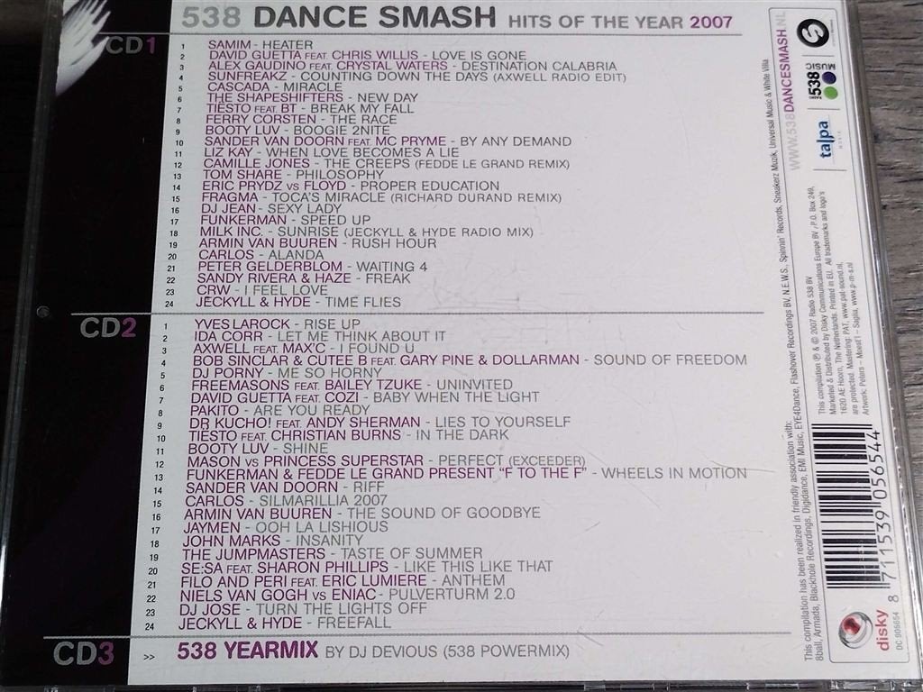 538 Dance Smash - Hits Of The Year 2007 [3CD], Ophalen of Verzenden, Zo goed als nieuw, Dance