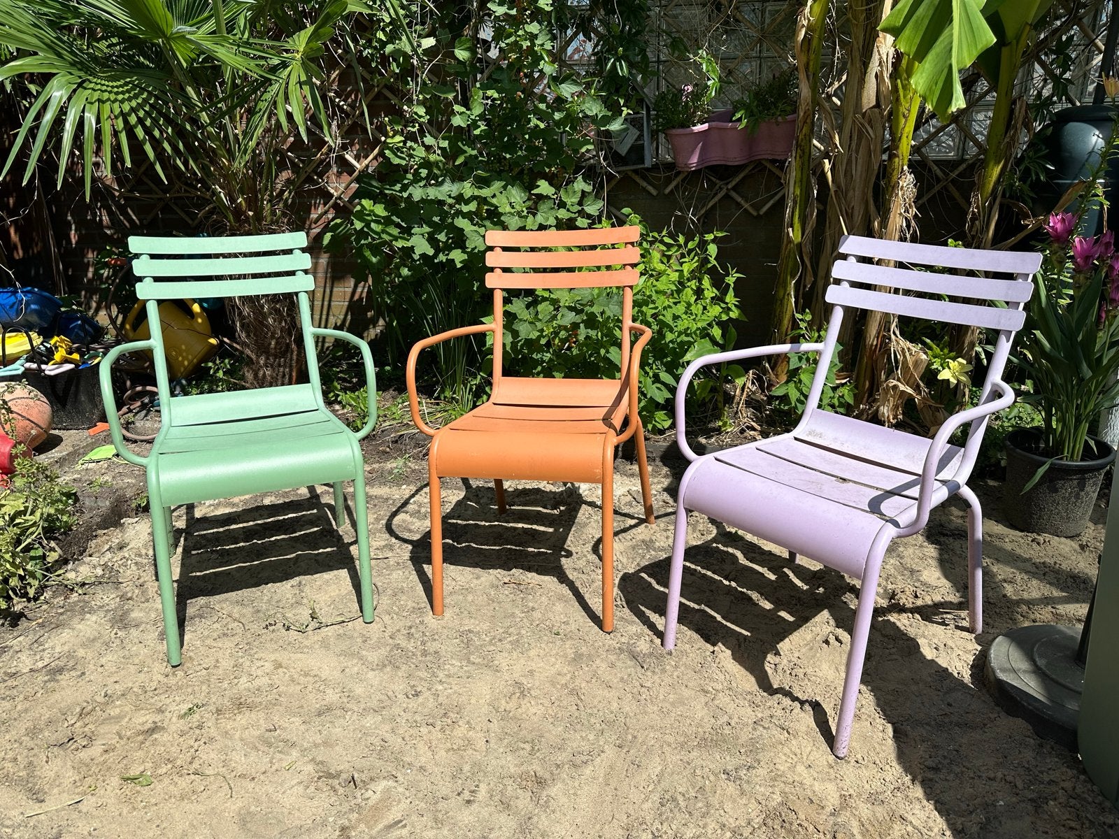 6x Sissy-Boy tuinstoel Claude terracotta, lichtgroen, lila, Ophalen, Zo goed als nieuw, Metaal, Stapelbaar
