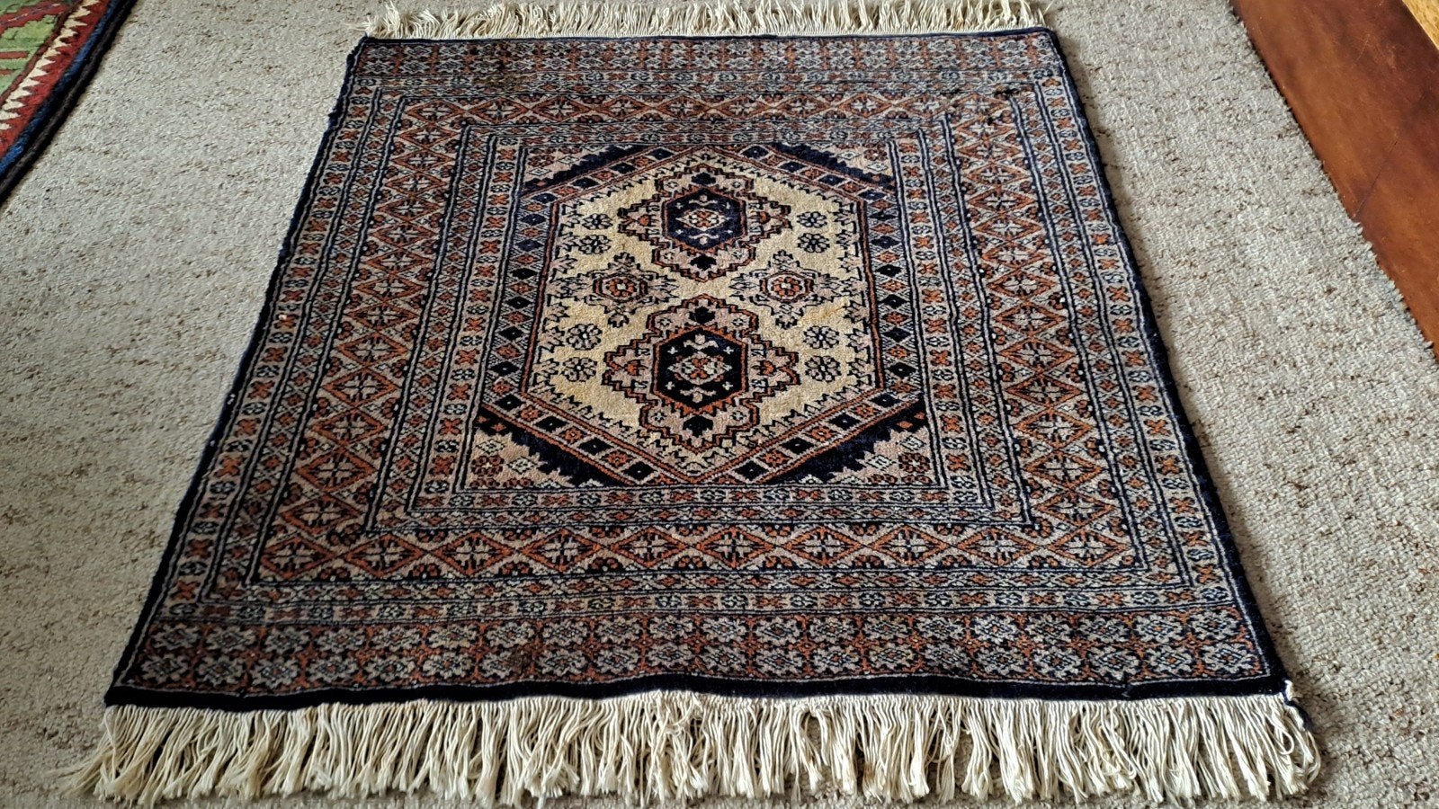 vintage handgeknoopte tapijt, Ophalen of Verzenden