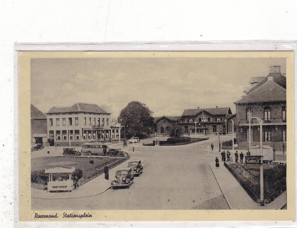 Roermond- Stationsplein circa 1940, Verzenden, 1920 tot 1940, Ongelopen, Limburg