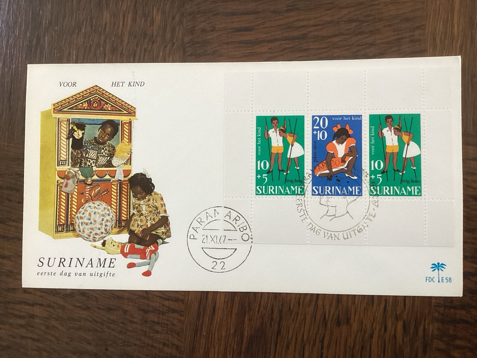Suriname FDC 'Voor het Kind' 1967 - Eerste Dag van Uitgifte, Ophalen of Verzenden, Onbeschreven, Rest van de wereld