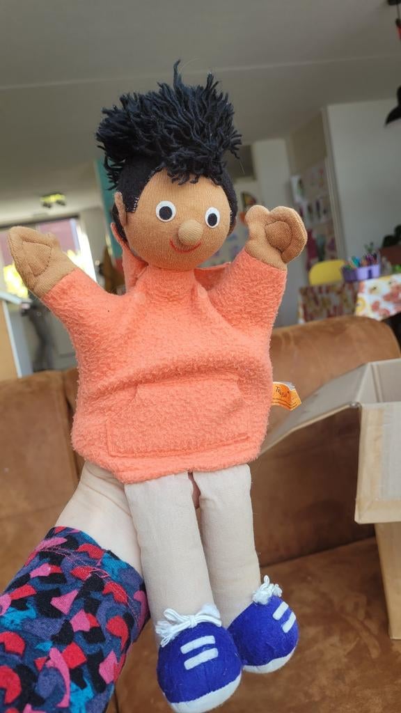 Handpop poppenkast oranje, Oranje, Gebruikt, Overige merken, Overige karakters