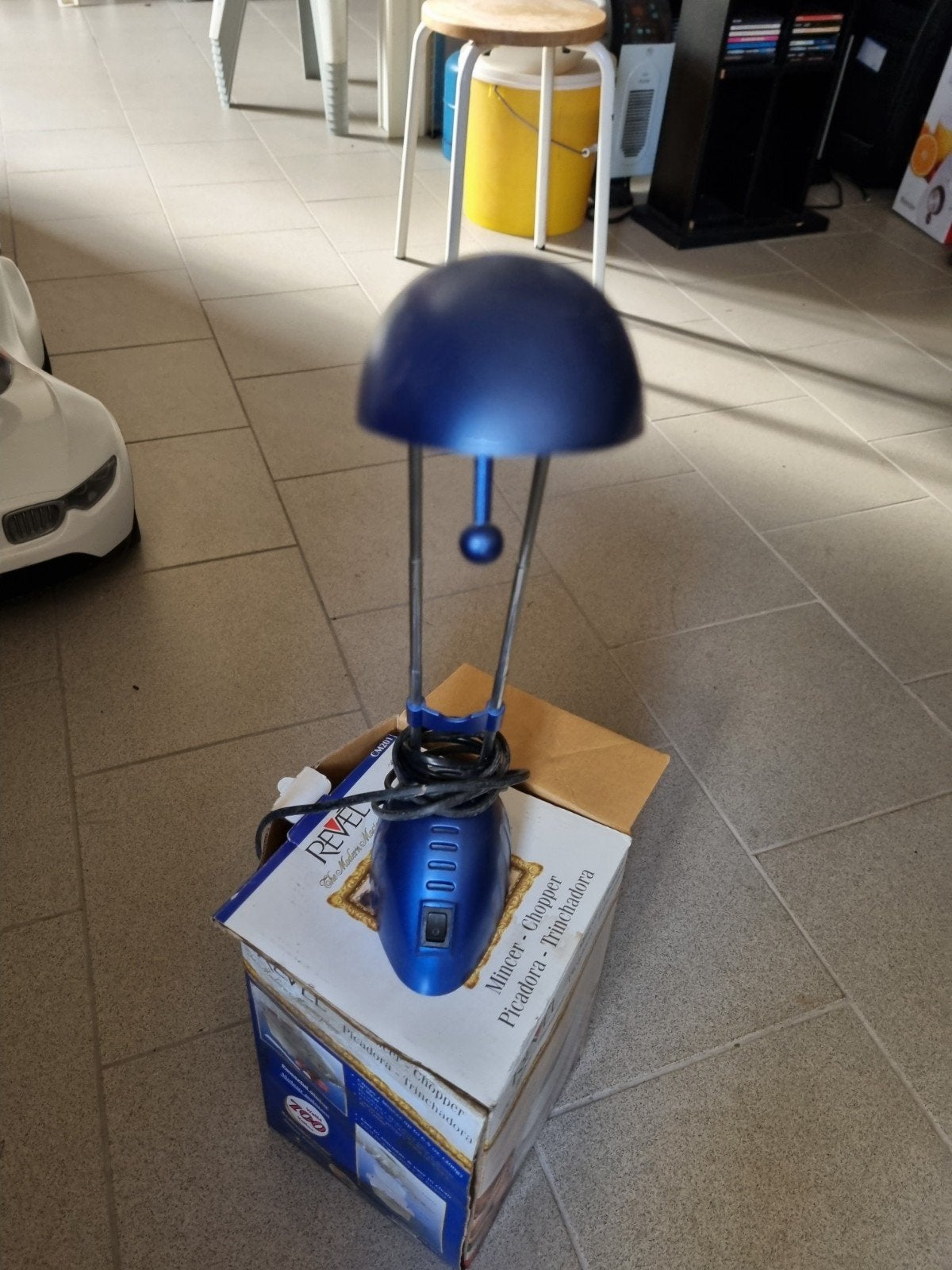 Vintage blauwe bureaulamp/tafellamp, Antiek en Kunst, Ophalen of Verzenden
