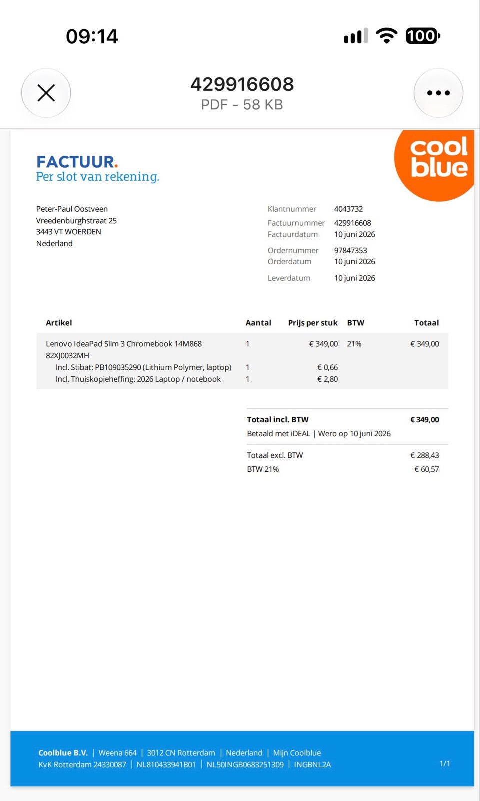 Foto 5 van Lenovo IdeaPad Slim 3 Chromebook 14M868 - Zo goed als nieuw