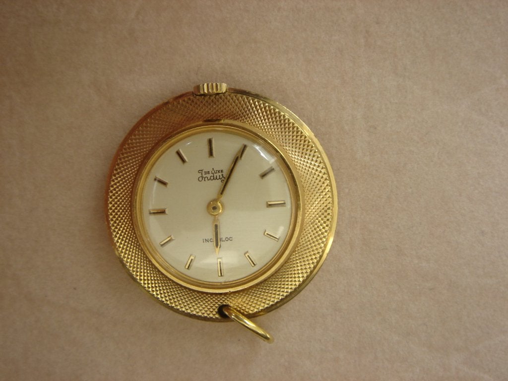 Goudkleurig Indus Zak Horloge - Vintage  , Ophalen of Verzenden, Staal, Zakhorloge, Overige merken