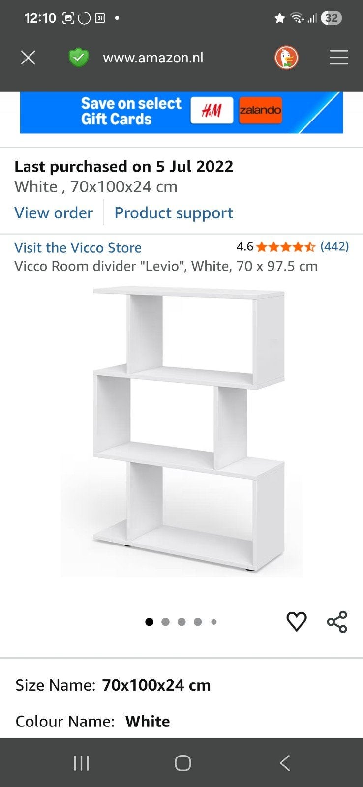 Vicco Boekenkast Room Divider "Levio" Wit 70x100x24 cm, Huis en Inrichting, Kasten | Boekenkasten, Met plank(en), Modern, Scandinavisch