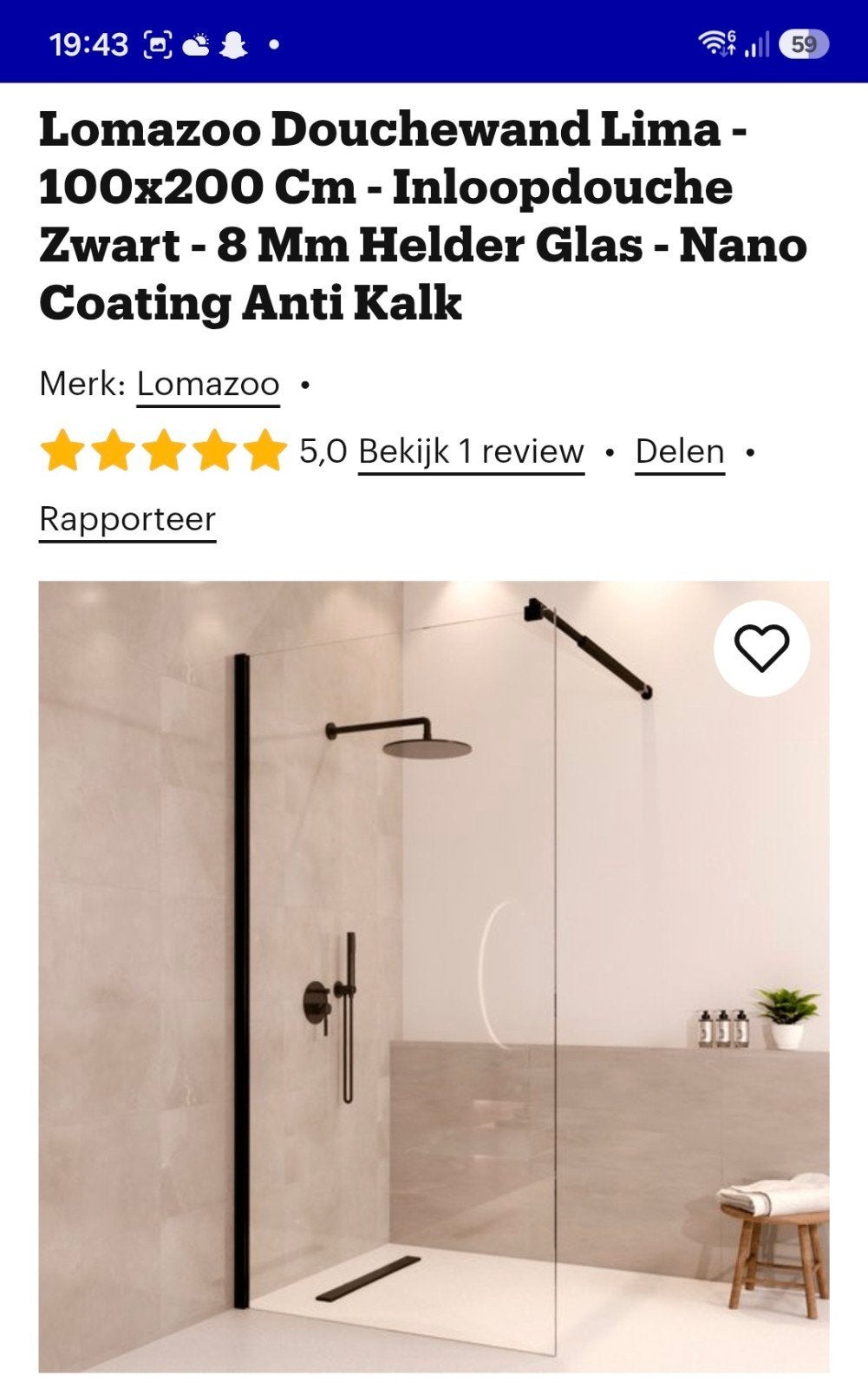 Nieuwe douchewand, Ophalen, Nieuw
