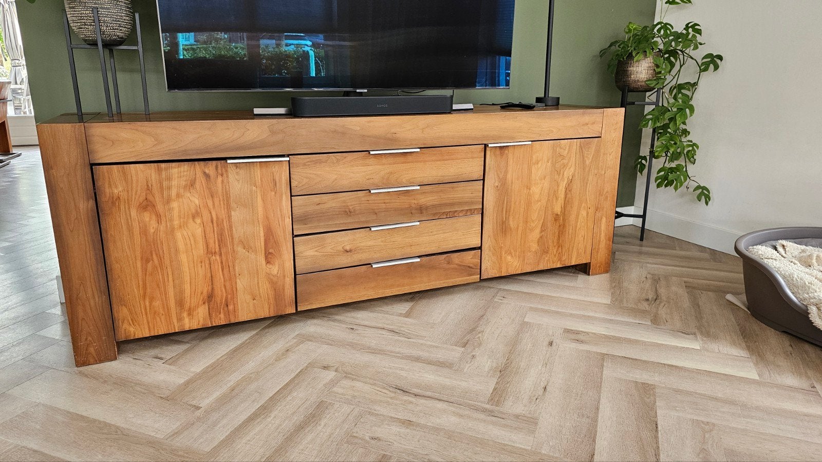 dressoir van notenhout, Ophalen, Gebruikt, Met deur(en), 200 cm of meer