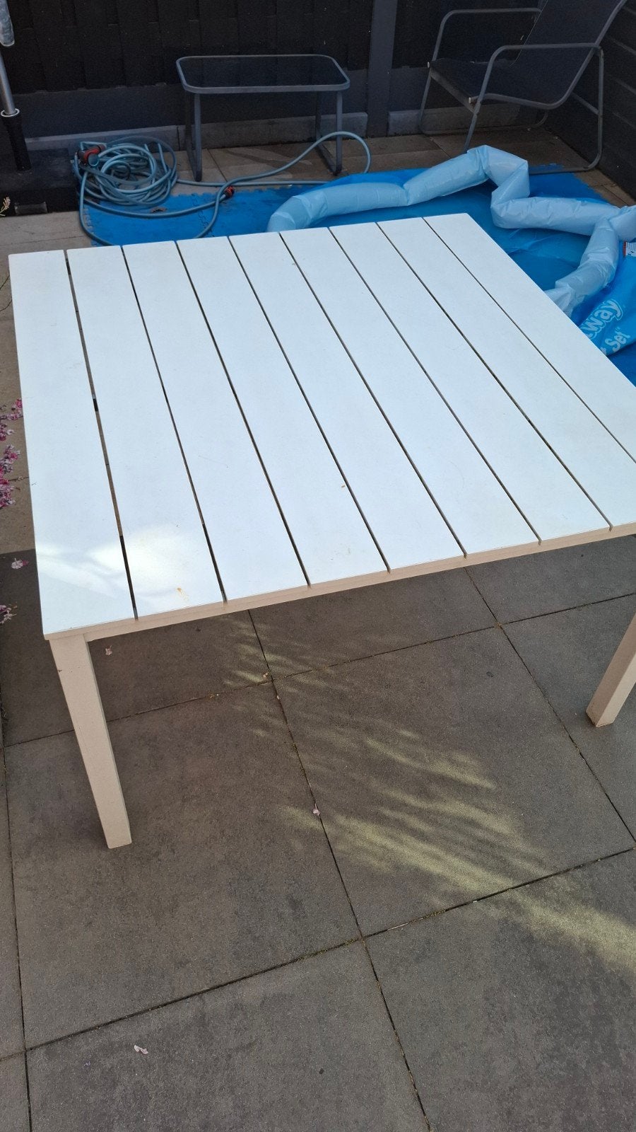 Witte tuin tafel, Tuin en Terras, Ophalen, Gebruikt, Rechthoekig, Aluminium