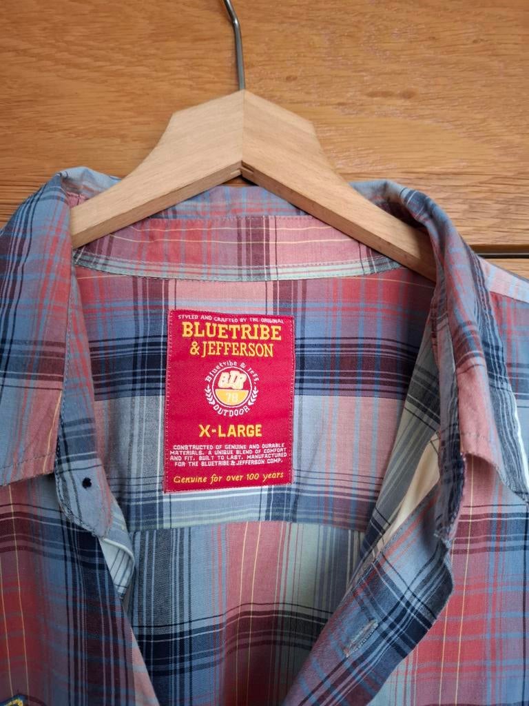 Bluetribe & Jefferson Geruit Overhemd XL, Kleding | Heren, Overhemden, Gedragen, Halswijdte 43/44 (XL), Blauw, Ophalen of Verzenden
