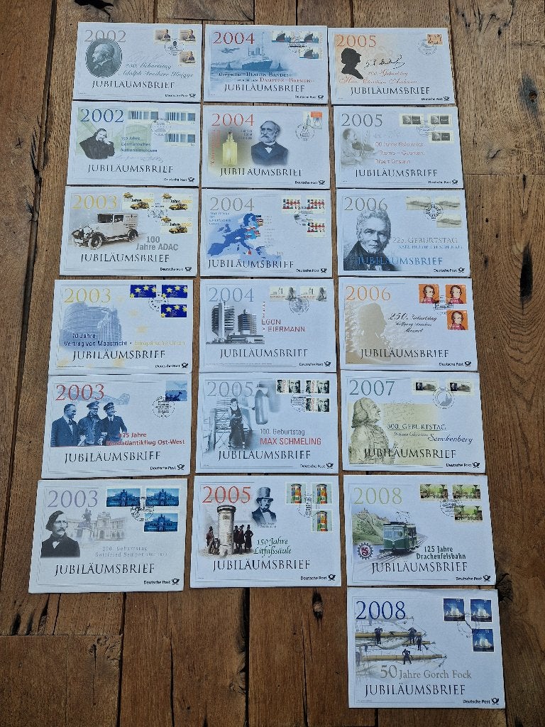 19 x Jubiläumensbrief Deutsche Post, Postzegels en Munten, Ophalen of Verzenden, Envelop