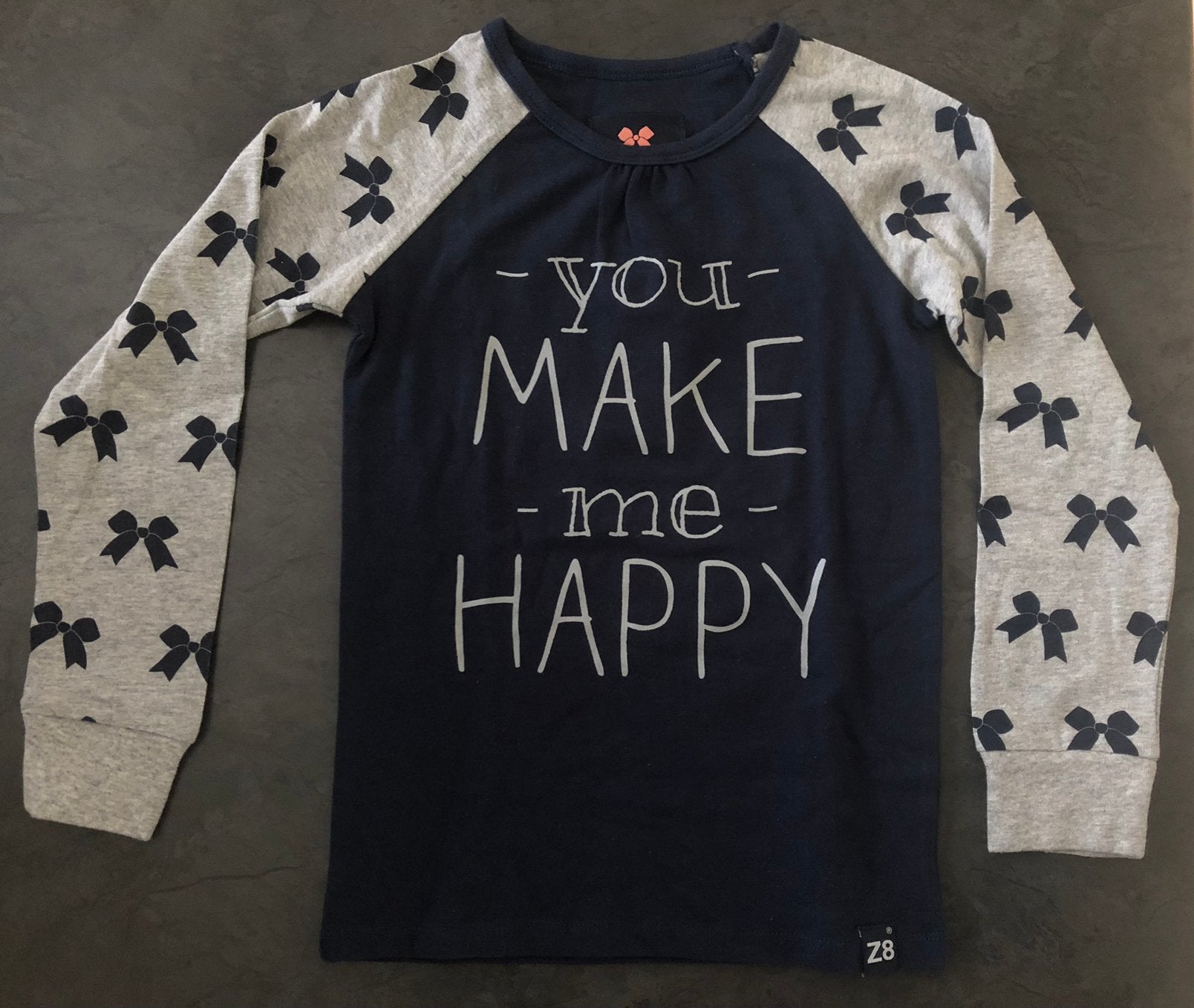 Nieuwe longsleeve z8 d.blauw/l.grijs+ strikjesprint 116/122, Ophalen, Nieuw, Meisje, Shirt of Longsleeve