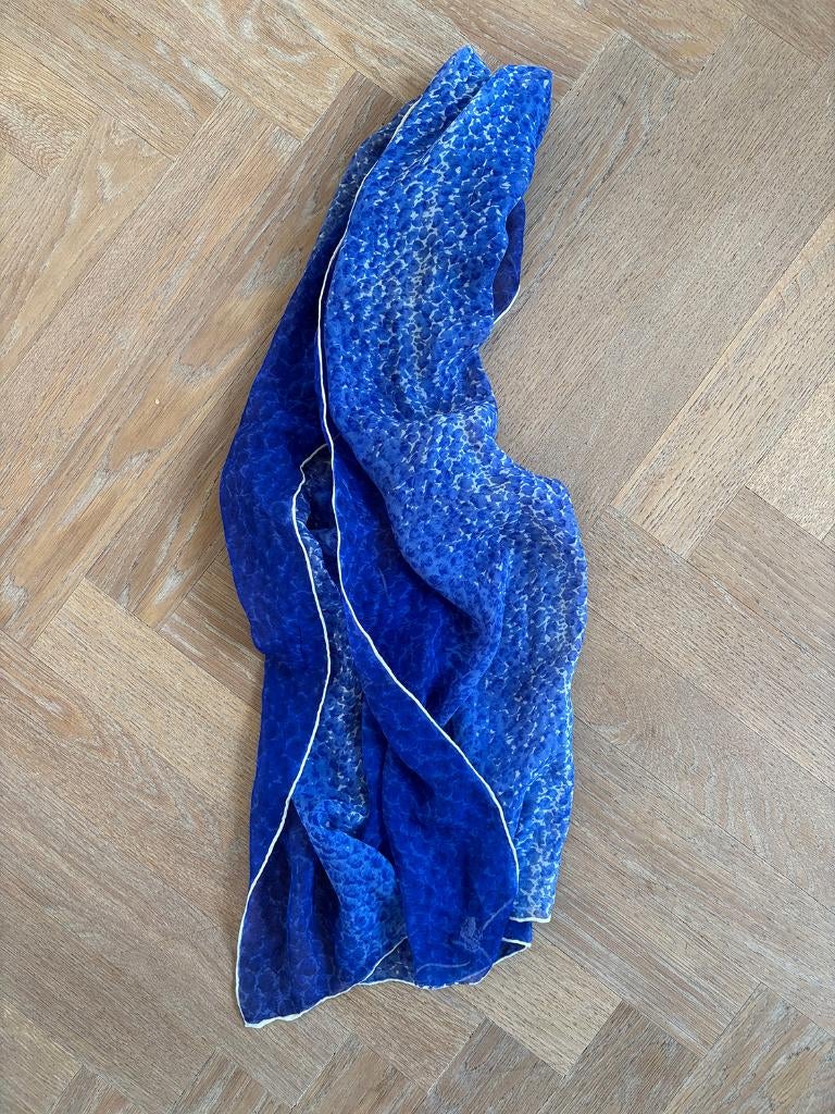 vintage zijden sjaal, chiffon, kobaltblauw, langwerpig, Kleding | Dames, Mutsen, Sjaals en Handschoenen, Maat 38/40 (M), Ophalen of Verzenden