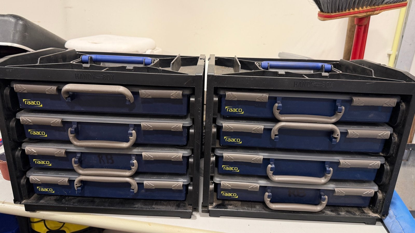 2 Raaco Handybox / Koffers met modules en inzetbakjes, Ophalen, Zo goed als nieuw