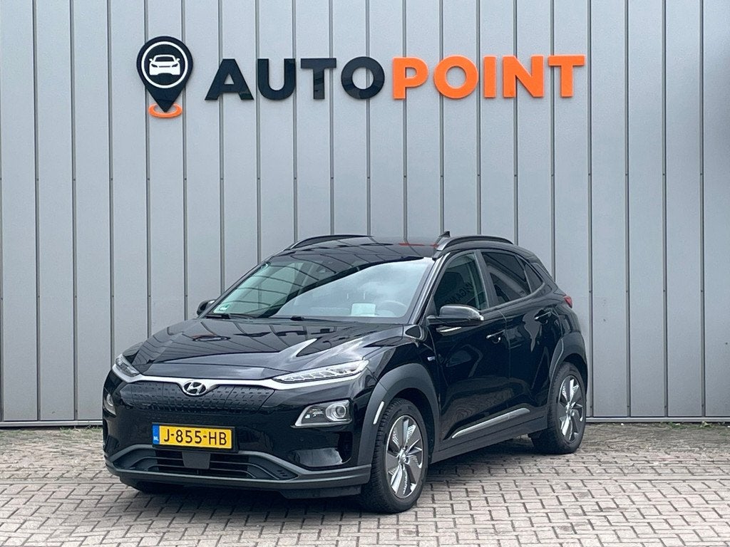 Hyundai Kona EV Premium 64 kWh SOH100%|1E EIG DEALEROND|STOE, Auto's, Hyundai, 130 min, Gebruikt, Zwart, 166 min