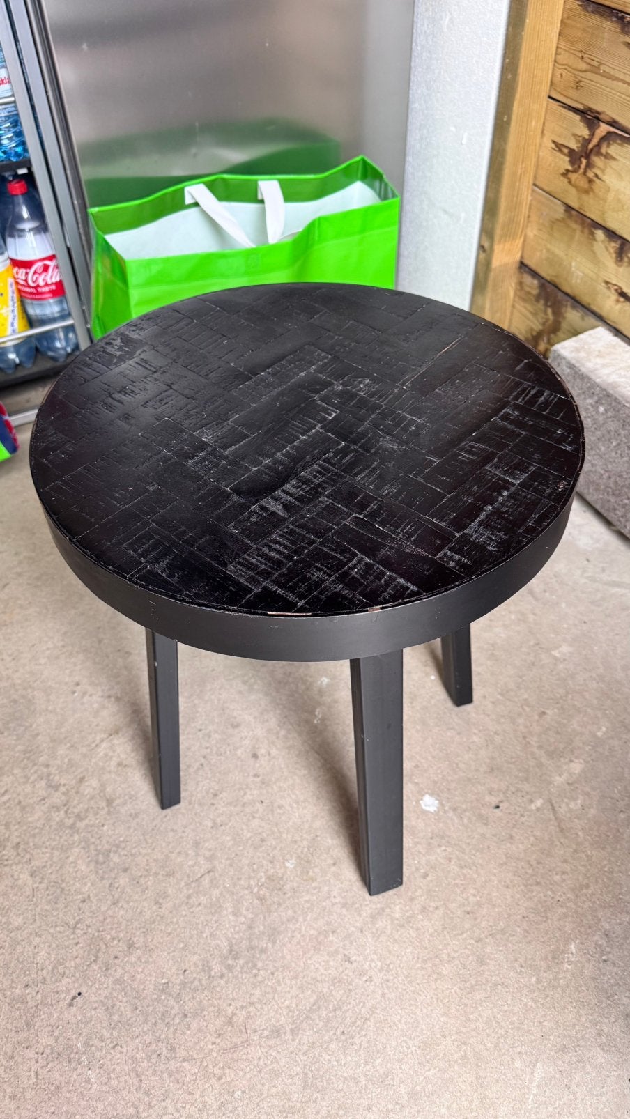 Bijzettafel visgraat zwart, Minder dan 55 cm, Rond, Zo goed als nieuw, Ophalen