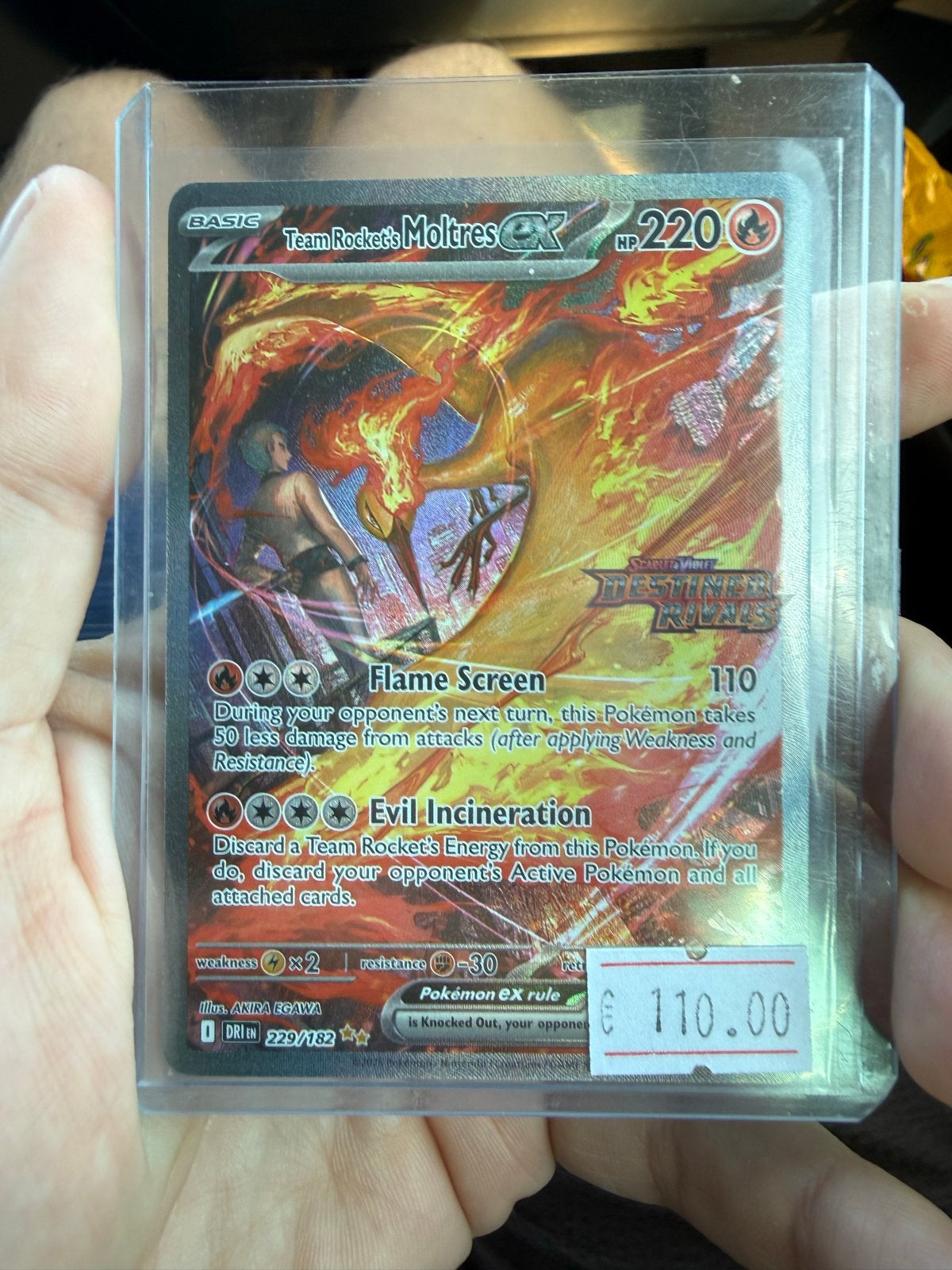 Team Rocket's Moltres ex 229/182 - Pokémon Kaart, Ophalen of Verzenden, Zo goed als nieuw, Losse kaart, Foil