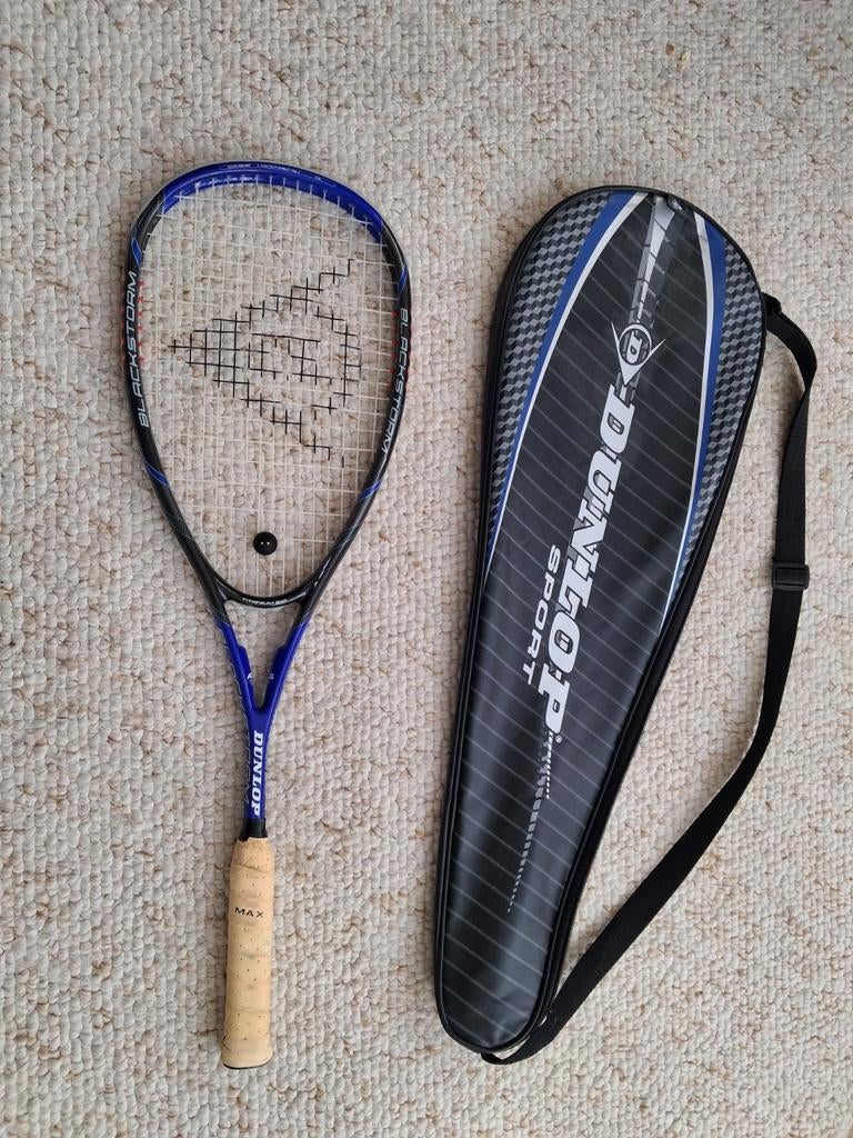 Dunlop Blackstorm squashracket blauw, Sport en Fitness, Squash, Ophalen of Verzenden, Gebruikt, Racket, Met hoes