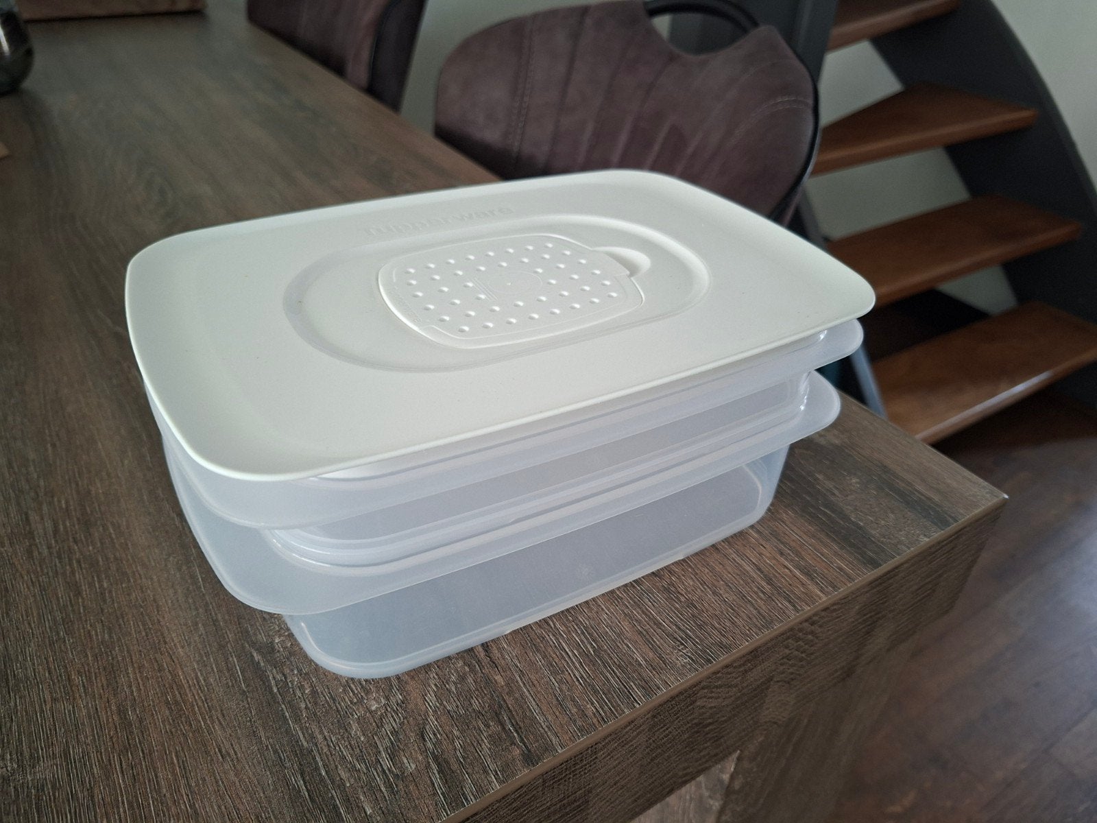 Tupperware Vleeswarenbox - Stapelbaar en Luchtdicht, Ophalen, Gebruikt, Bewaardoos, Wit