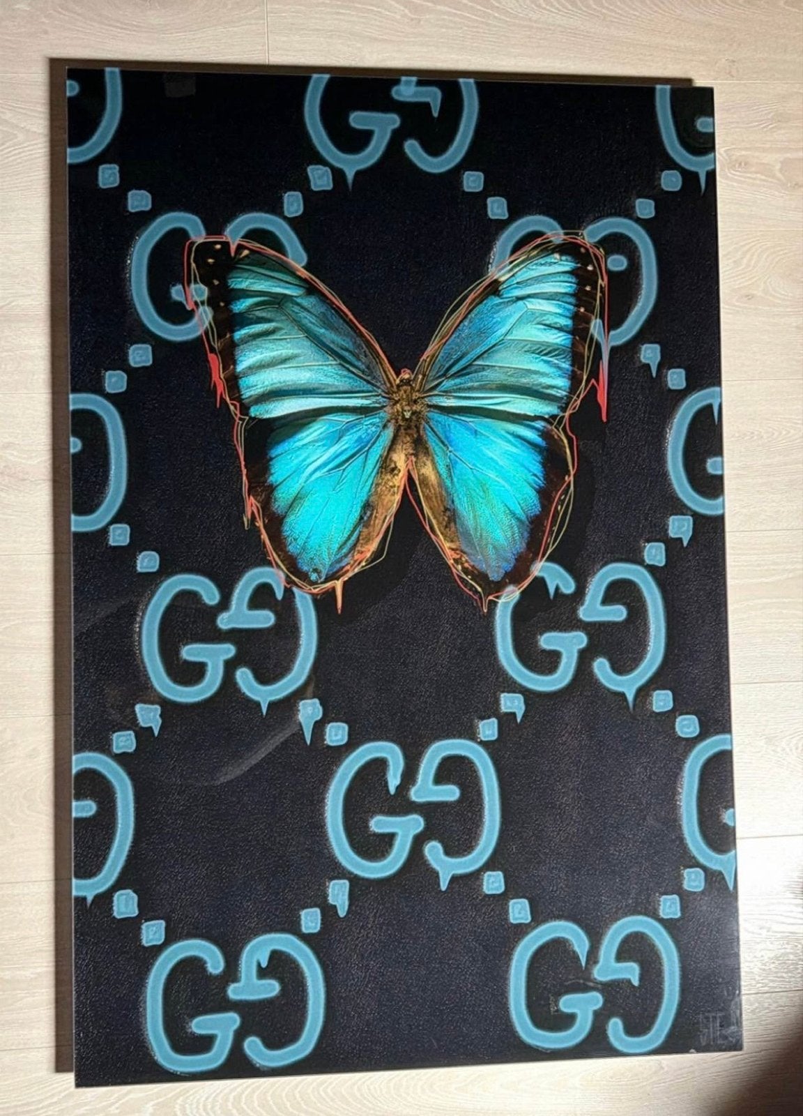 Plexiglas Schilderij Vlinder Gucci 120x80cm, Ophalen, Nieuw, Schilderij, 75 tot 100 cm