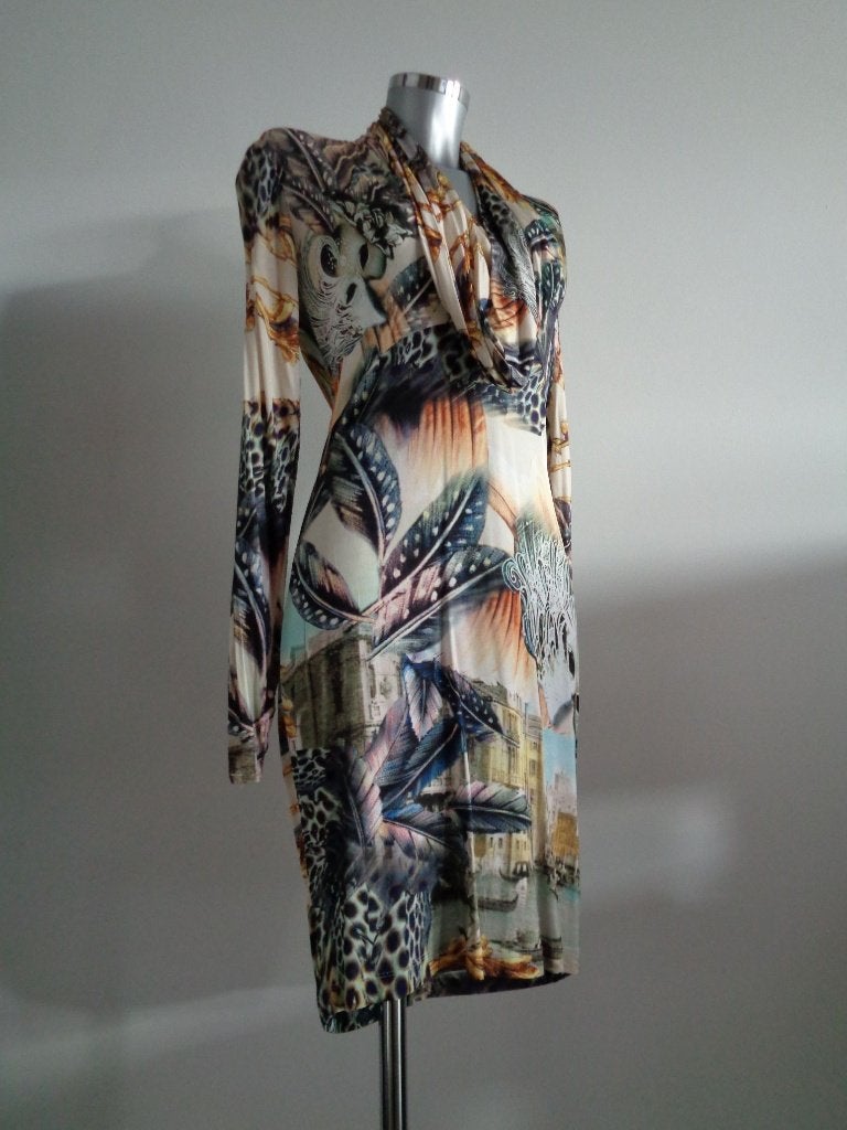 Daite viscose jurk met Venetië tafereel, maat 36, Kleding | Dames, Daite, Verzenden, Zo goed als nieuw, Knielengte