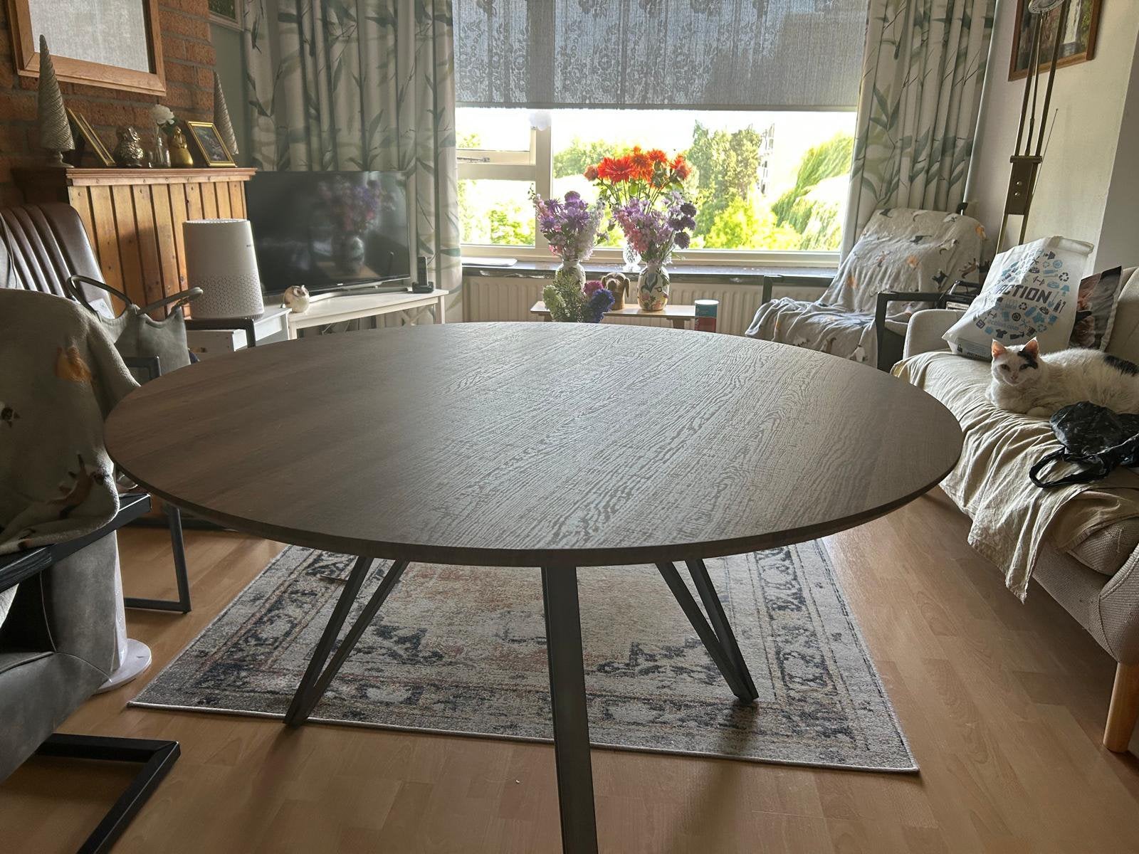 Tafel met diameter 120 cm, Ophalen, 100 tot 150 cm, 50 tot 100 cm, Zo goed als nieuw