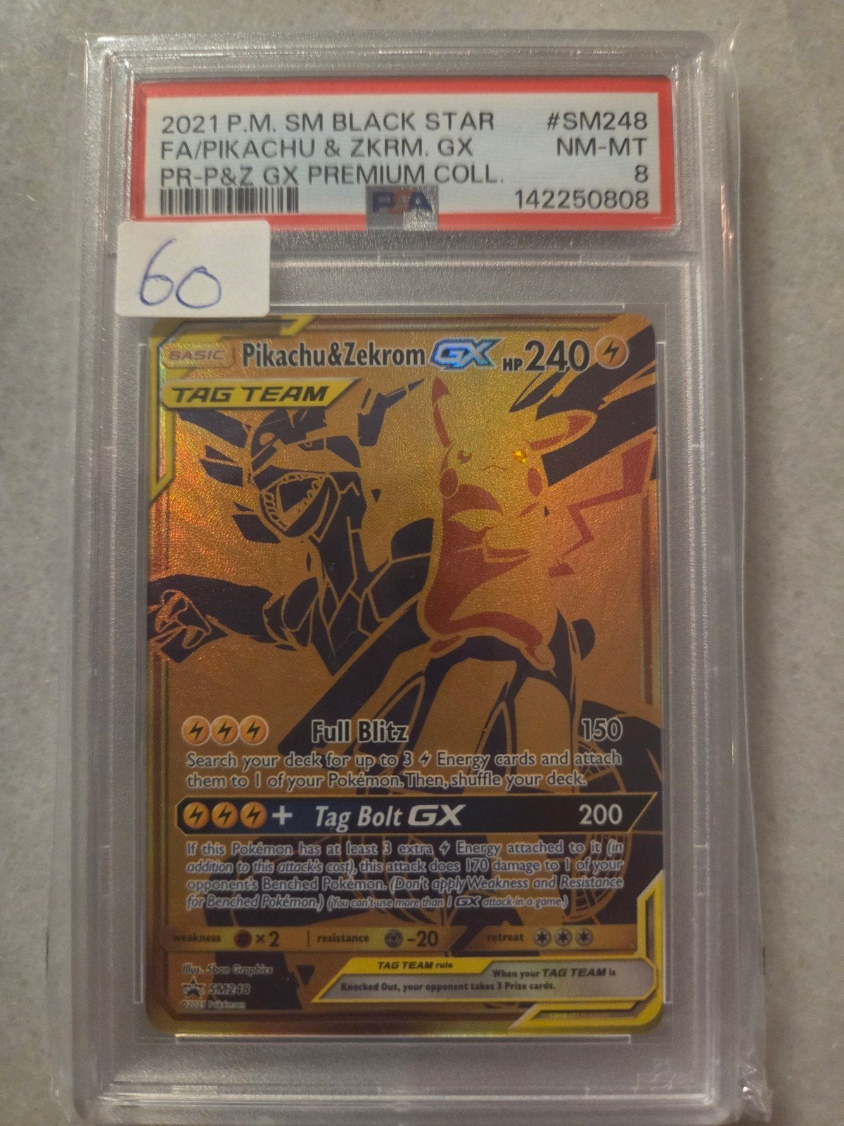 pikachu & zekrom #sm248 psa 8, Ophalen of Verzenden, Zo goed als nieuw