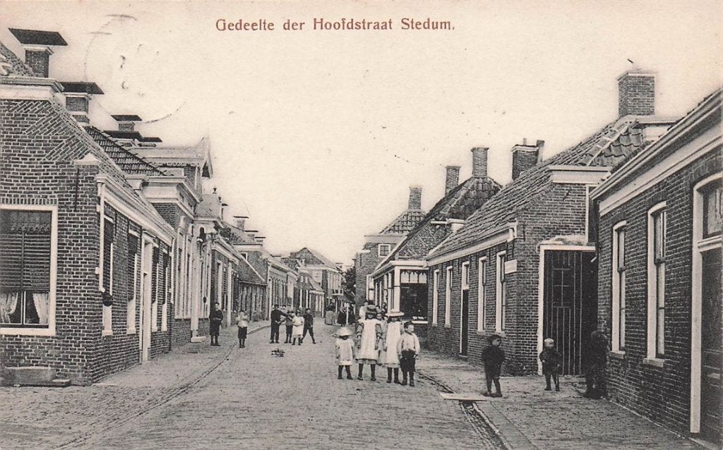 703-332-003 Gedeelte der Hoofdstraat Stedum, Verzenden, Voor 1920, Groningen