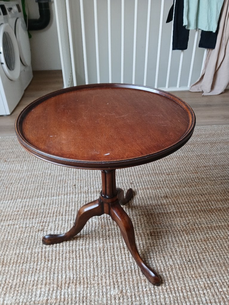 Wijntafel, vintage, klassiek antiek, mahoniehout, Minder dan 55 cm, Gebruikt, Rond, Engels