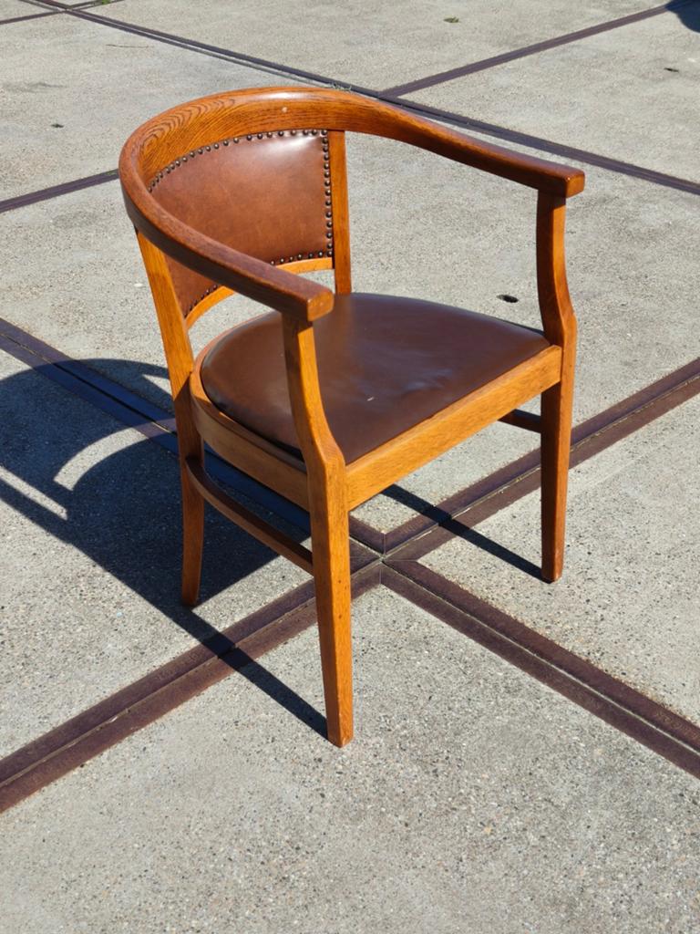 Vintage Bureaustoel met Donkerbruin Leer, Antiek en Kunst, Ophalen of Verzenden
