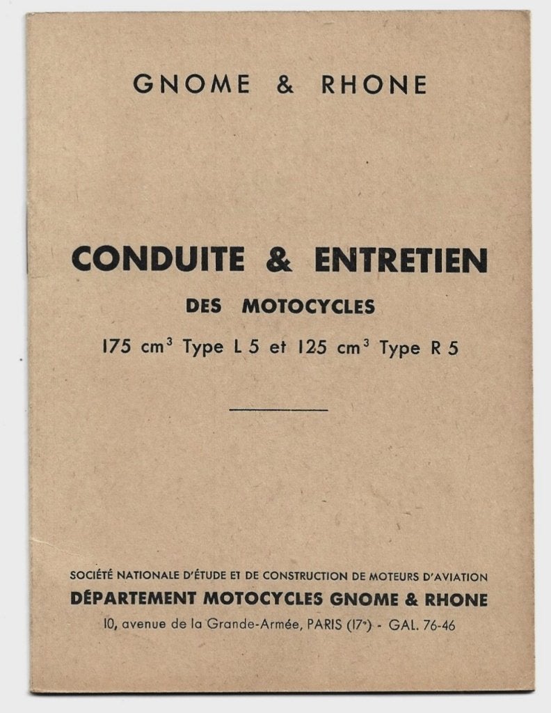 Gnome Rhone 175 cc + 125 cc handleiding entretien (7461z), Verzenden, Overige merken