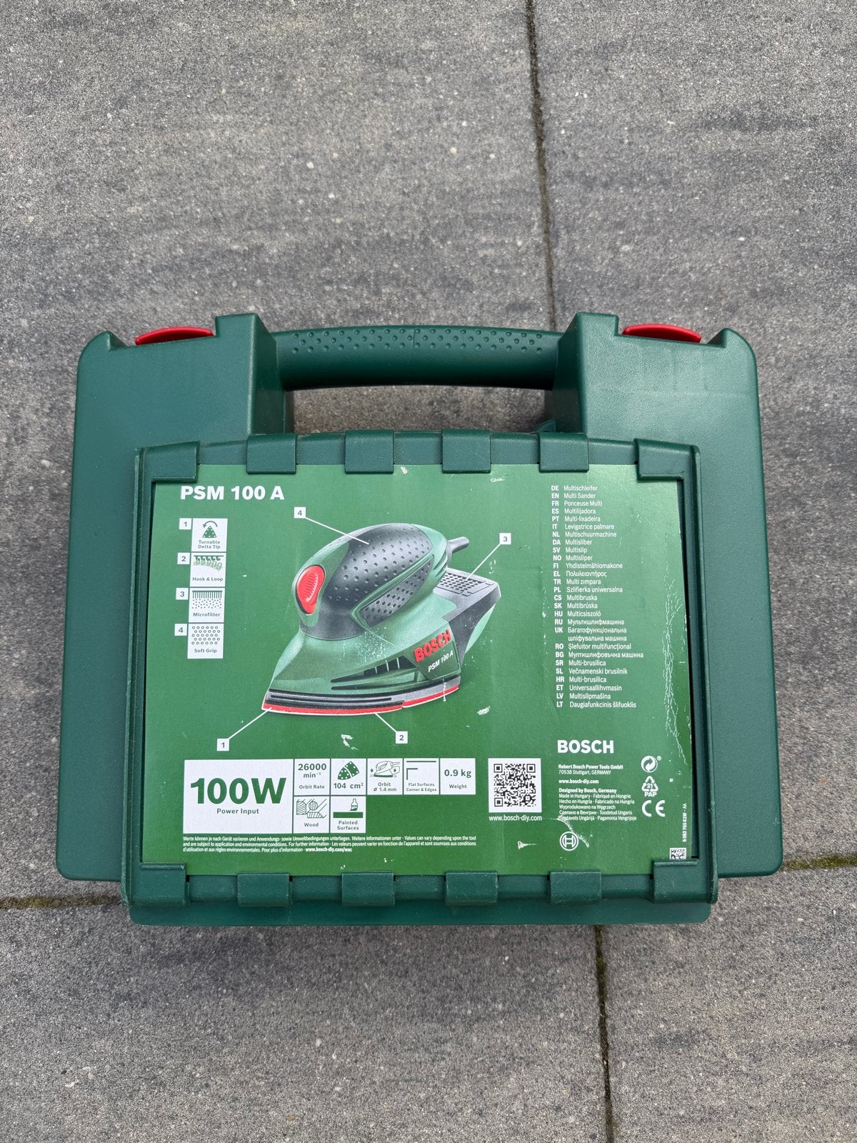 Bosch schuurmachine PSM 100 A - Zo goed als nieuw, Ophalen of Verzenden, Zo goed als nieuw, Minder dan 600 watt, Vlakschuurmachine