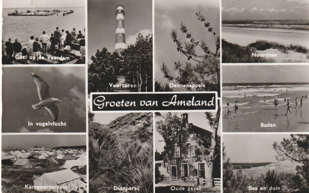 AMELAND Veerdam Camping Vuurtoren Strand Groeten, Verzenden, 1960 tot 1980, Gelopen, Waddeneilanden