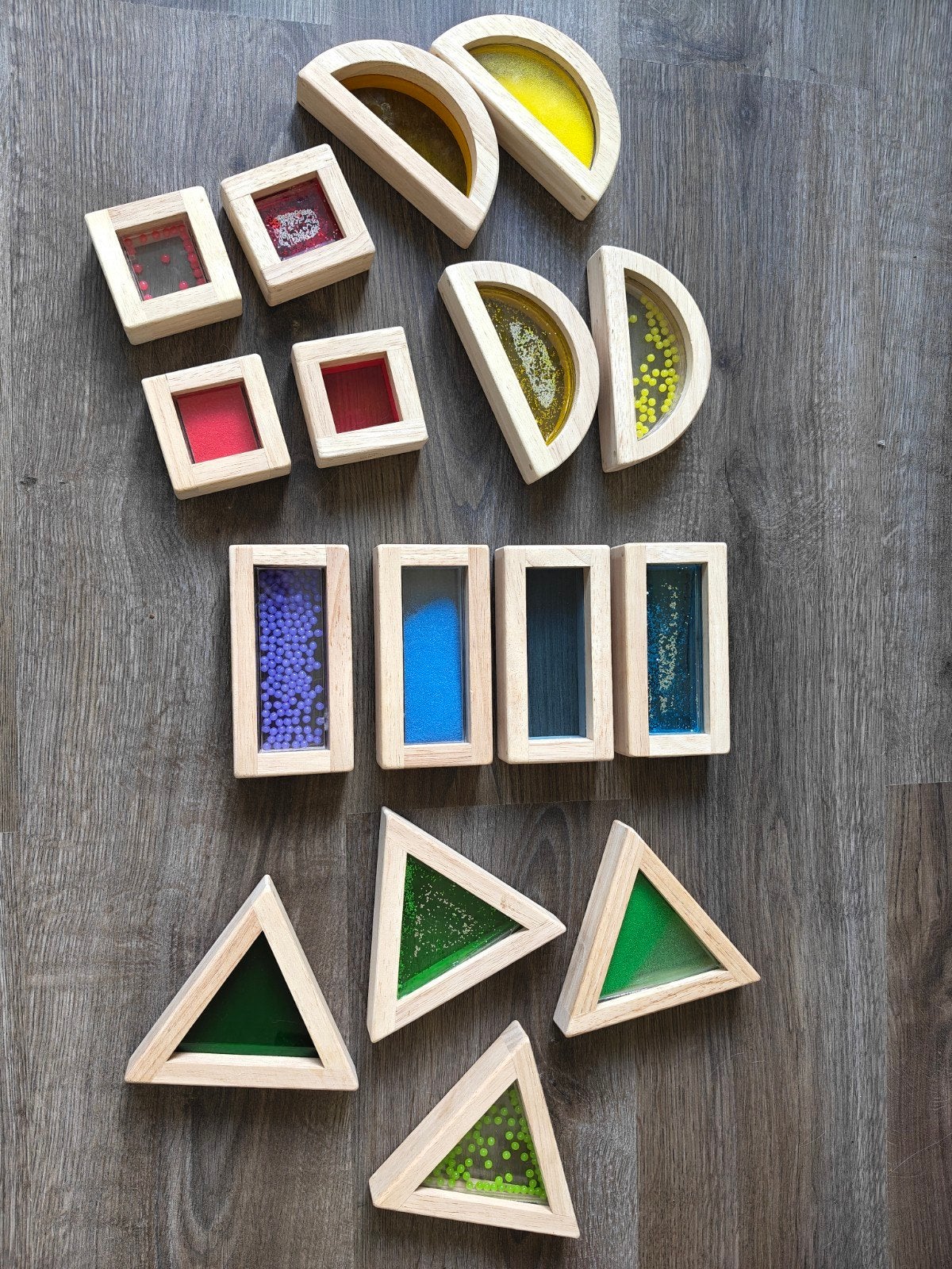 Houten Montessori Sensorische Blokken - 16 Stuks, Ophalen of Verzenden, Nieuw, Bouwen