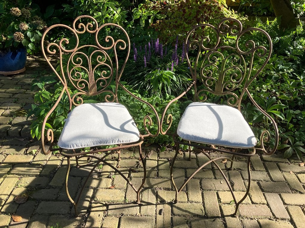 brocante gietijzeren bistrostoelen, Antiek en Kunst, Ophalen