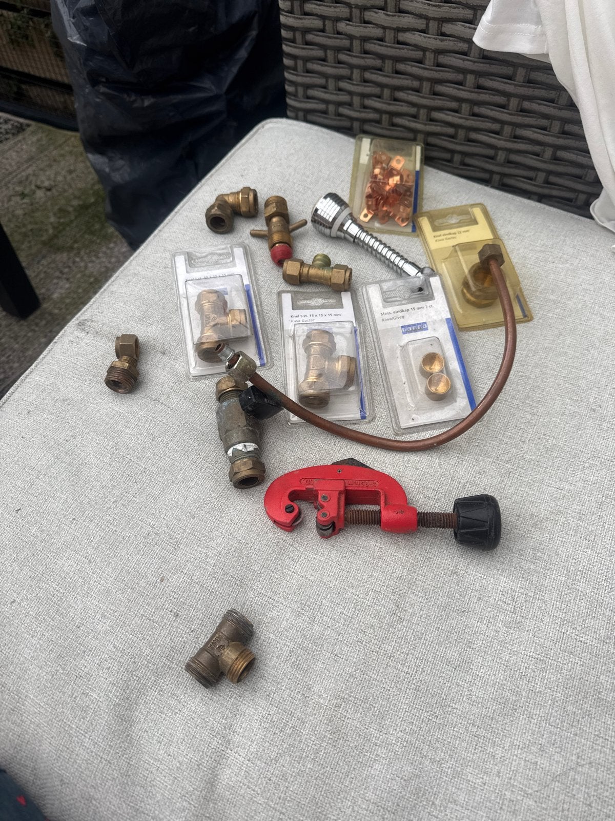 Diverse koperen fittingen en pijpsnijder, Ophalen, Zo goed als nieuw, Koper, Overige typen