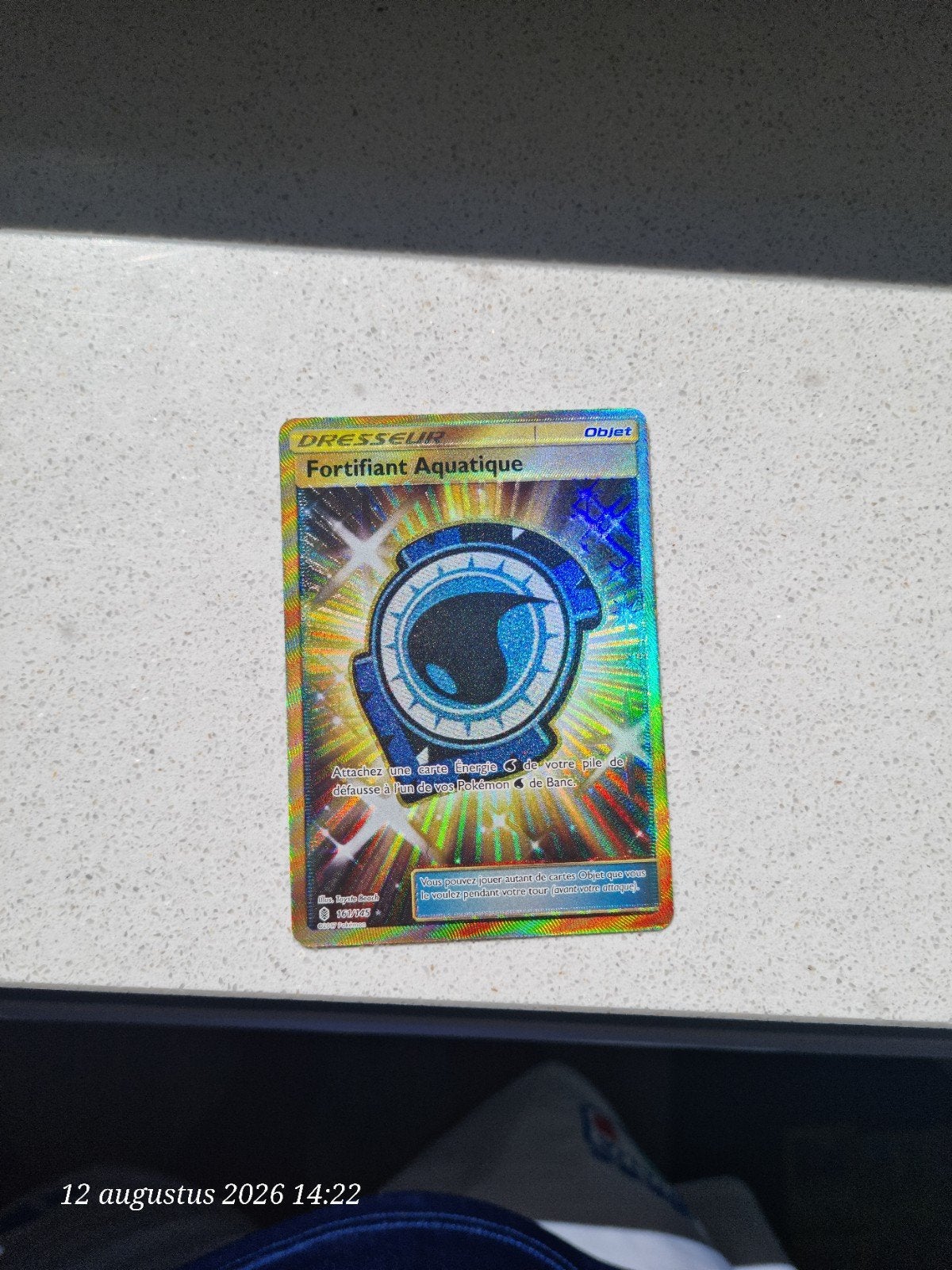 Zeldzame Gouden Pokémon Kaart - Fortifiant Aquatique, Ophalen of Verzenden, Zo goed als nieuw, Losse kaart, Foil