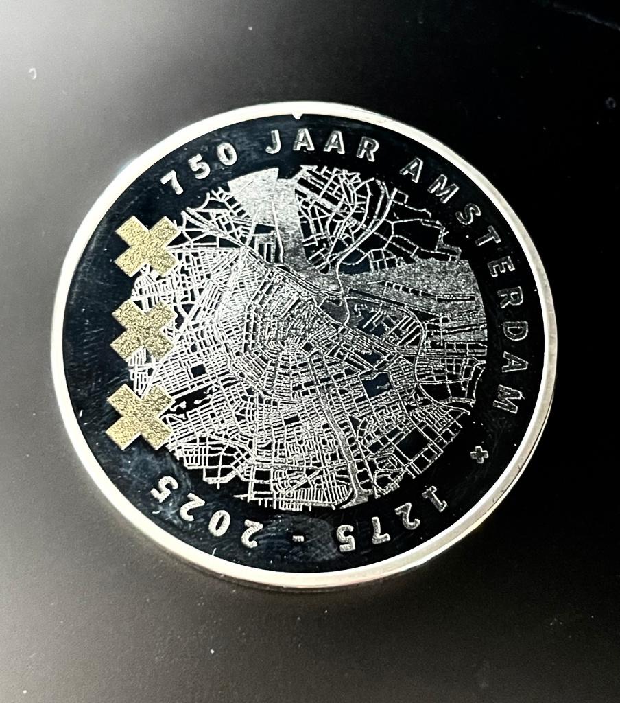 zwaar verzilverder vrijheidsmunt 750 jaar Amsterdam, Postzegels en Munten, Munten | Nederland, Koningin Beatrix, Zilver, Losse munt