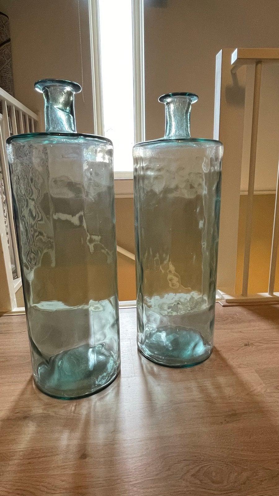 Set van 2 gerecyclede glazen vazen van MICA Decorations, Ophalen, Blauw, Gerecycled glas, Glas