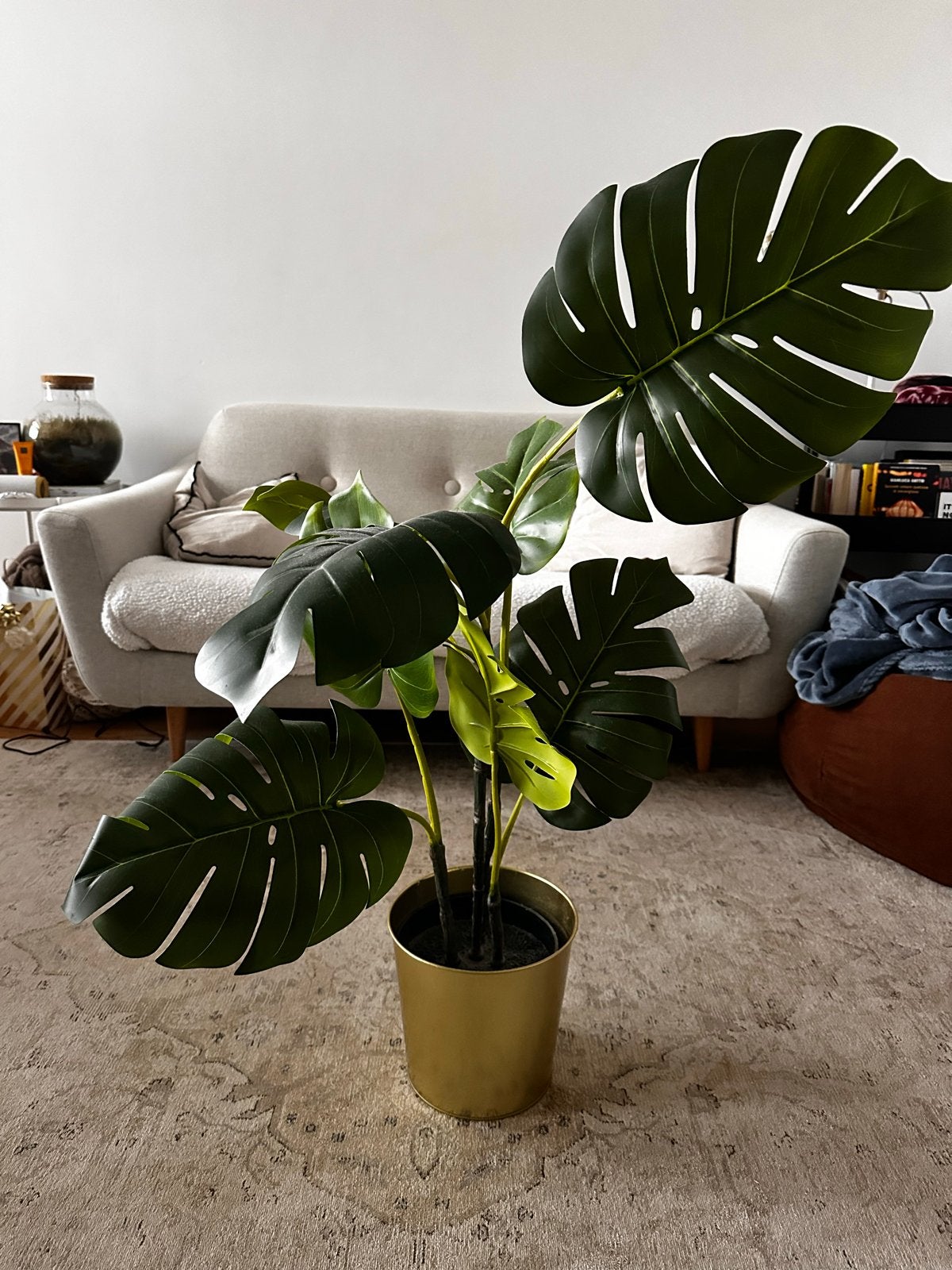 IKEA Fejka Monstera Kunstplant met Goudkleurige Pot, Ophalen, Binnen, Groen, Kunstplant