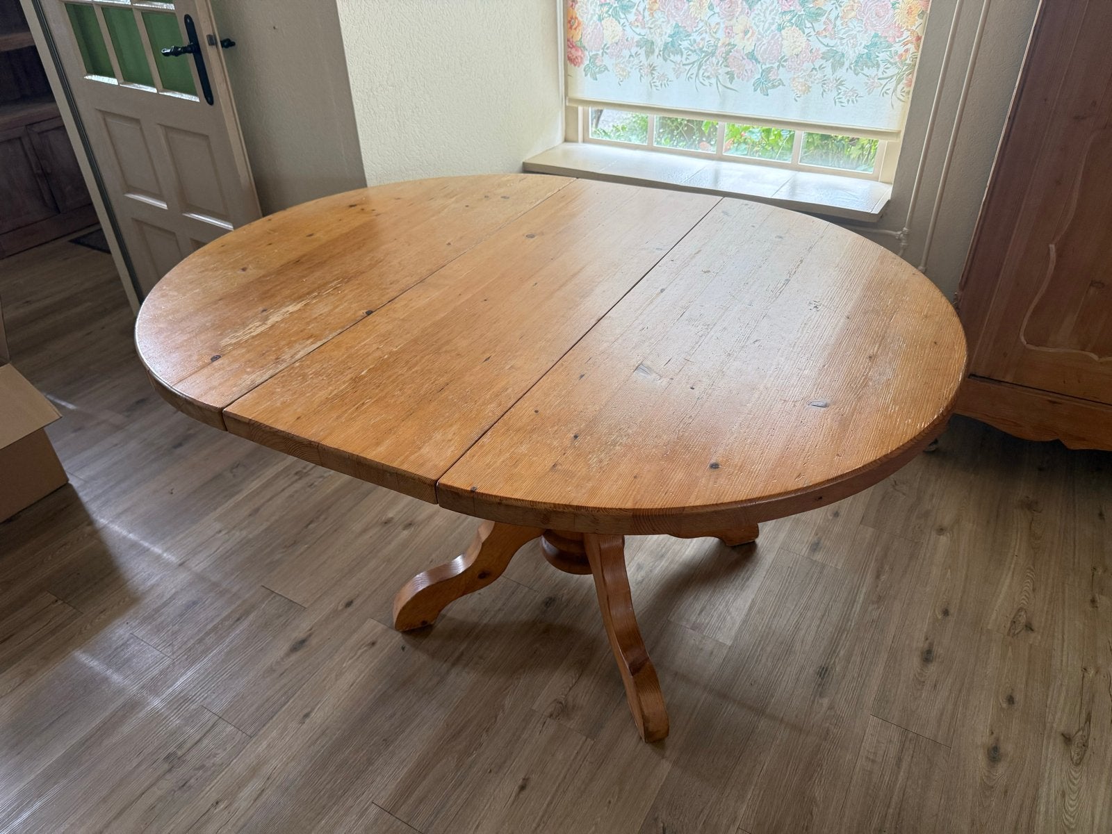 Houten eettafel met 4 stoelen, Ophalen, Gebruikt, 100 tot 150 cm, 150 tot 200 cm