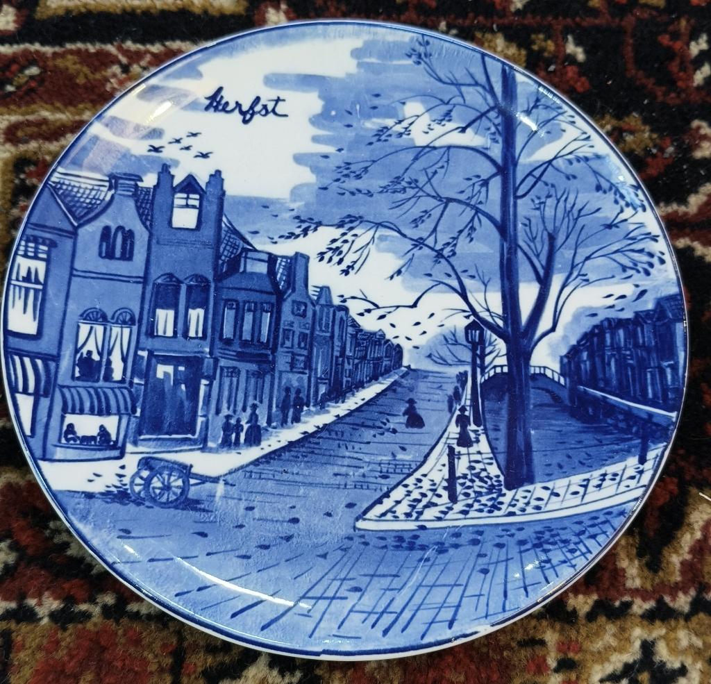 Delfts blauw wandbord Herfst 19,5 cm, Ophalen of Verzenden