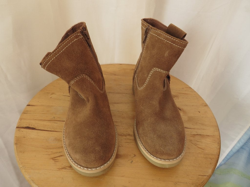 camel suede halfhoge laarsjes met rits mt 35 Zara Girls, Bruin, Lage of Enkellaarzen, Gedragen, Zara Girls