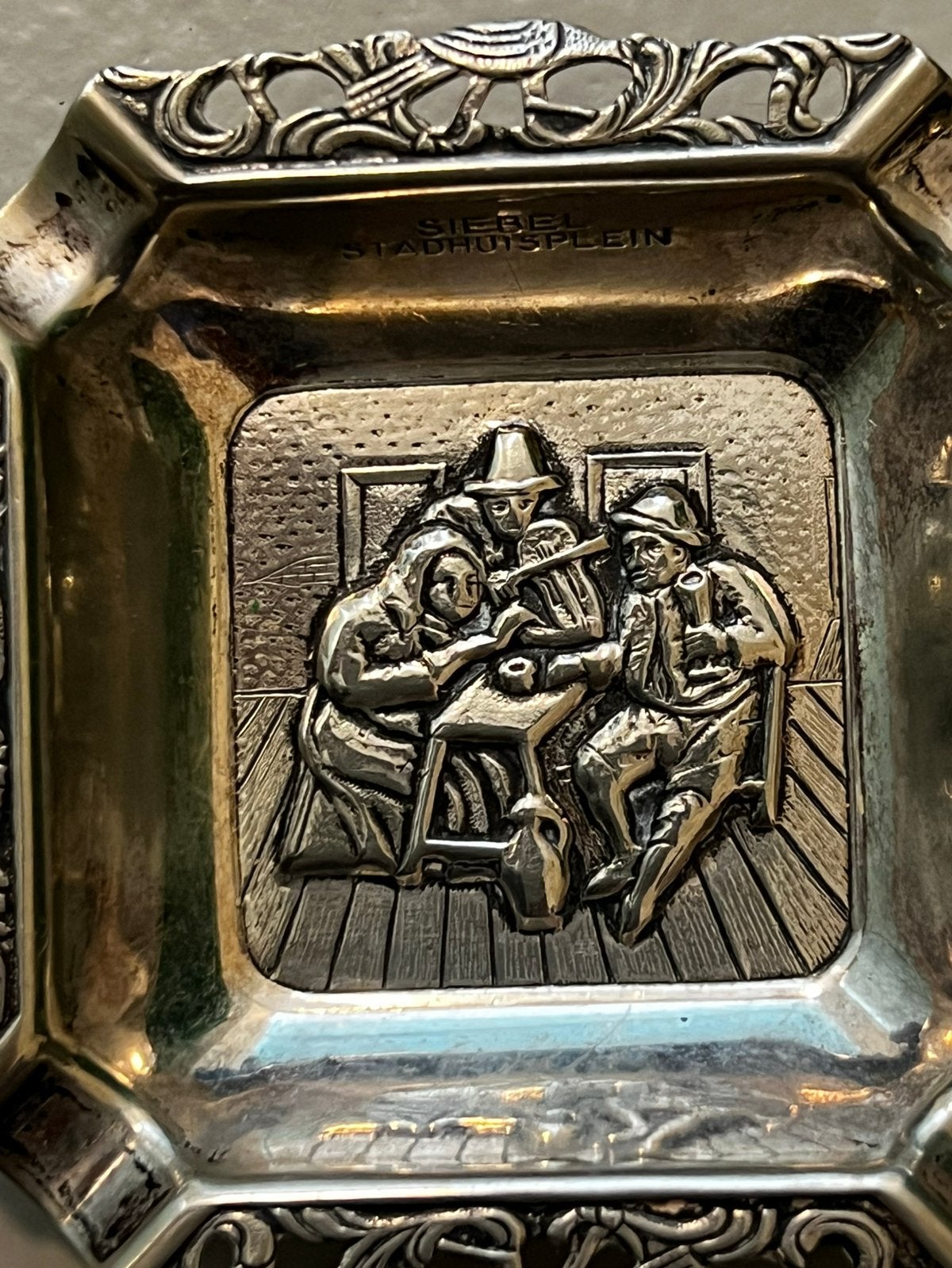 Verzilverd oud asbakje, Ophalen of Verzenden