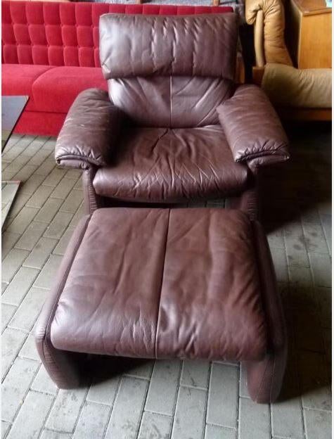 vintage designer zetel fauteuil LAGUNA ERPO + voetbank, Ophalen, Vintage, Zo goed als nieuw, 50 tot 75 cm