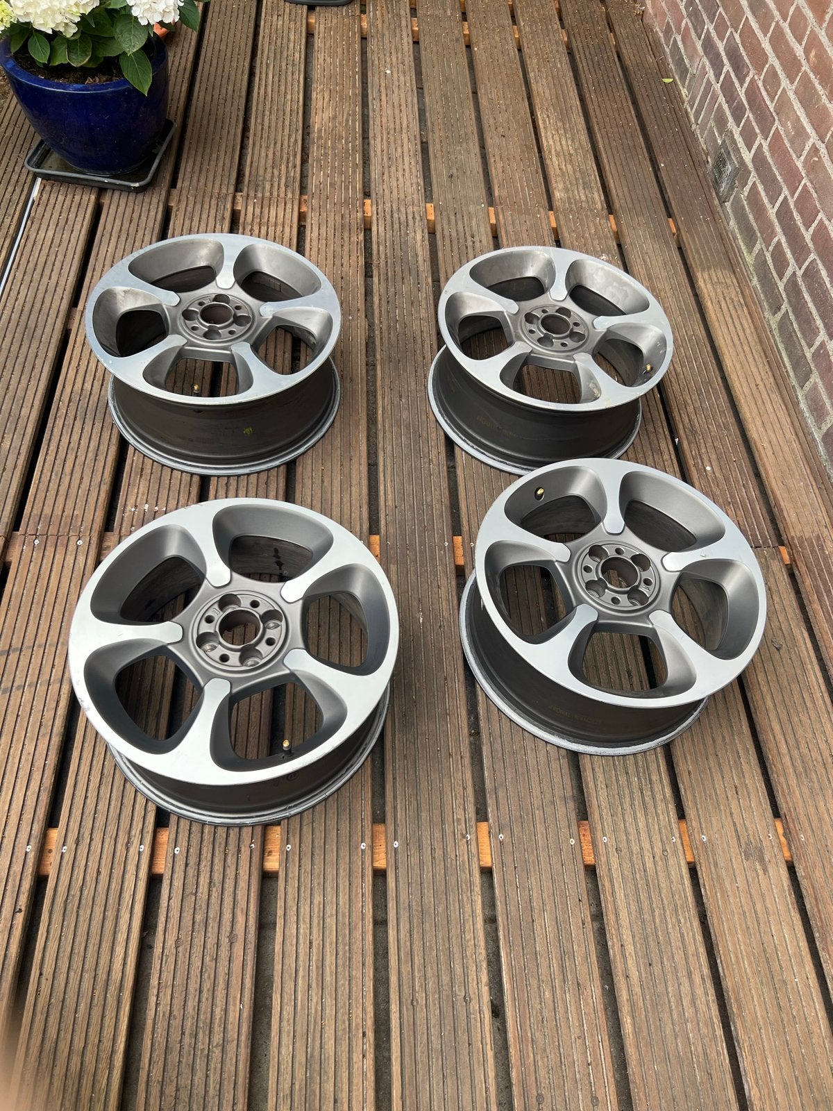 Originele Abarth 17 inch velgen - Set van 4, Gebruikt, Velg(en), 17 inch, Ophalen of Verzenden