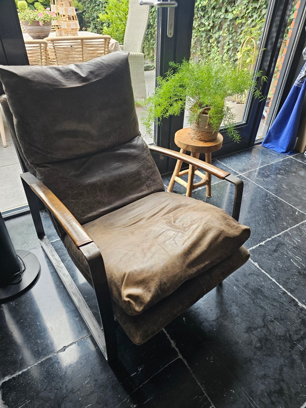 Leren fauteuil Eleonora Lex - Doorleefde look, Ophalen, Gebruikt, Leer