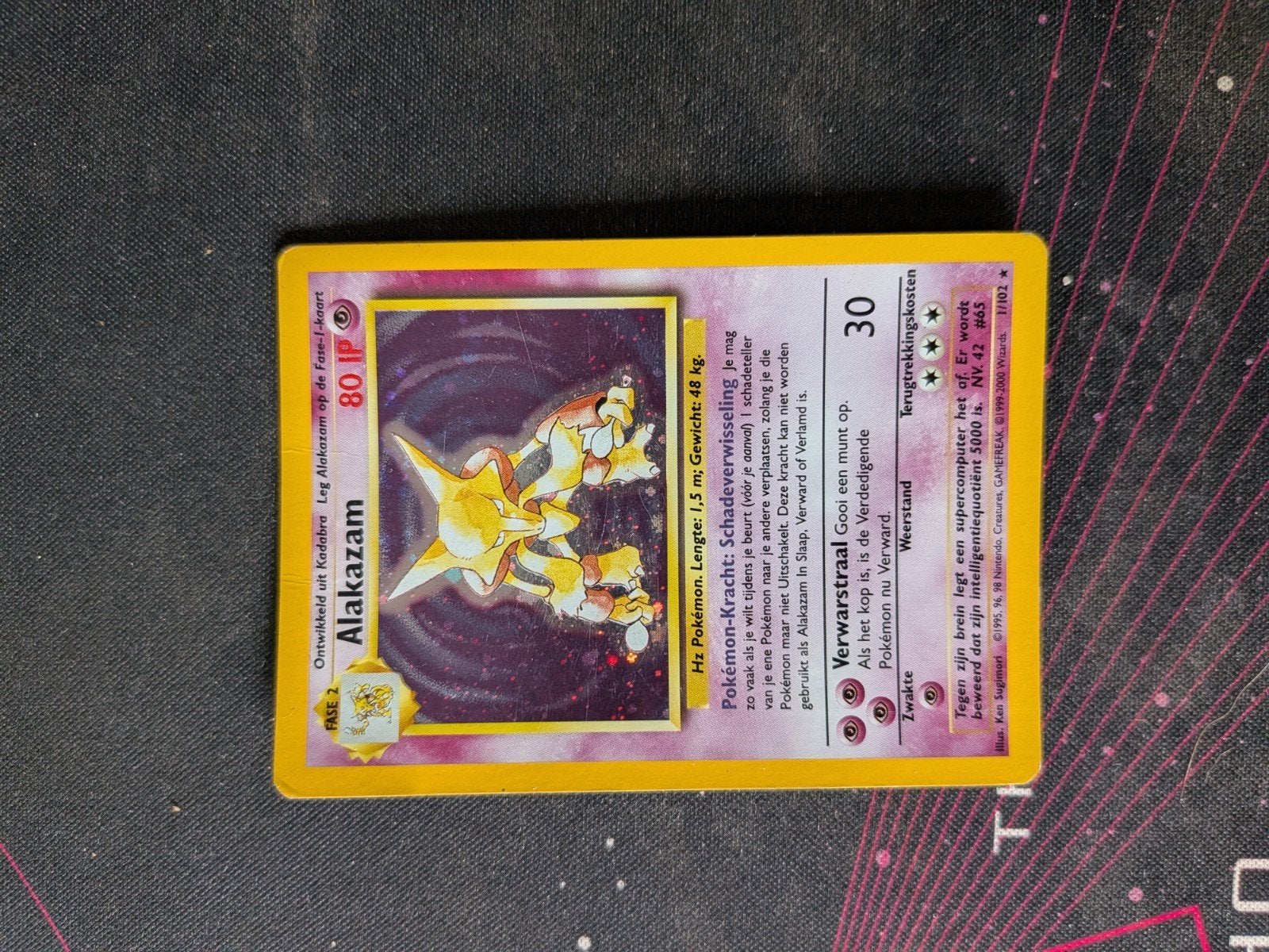 Alakazam Pokémon kaart - Base Set (Nederlands), Ophalen of Verzenden, Gebruikt, Losse kaart